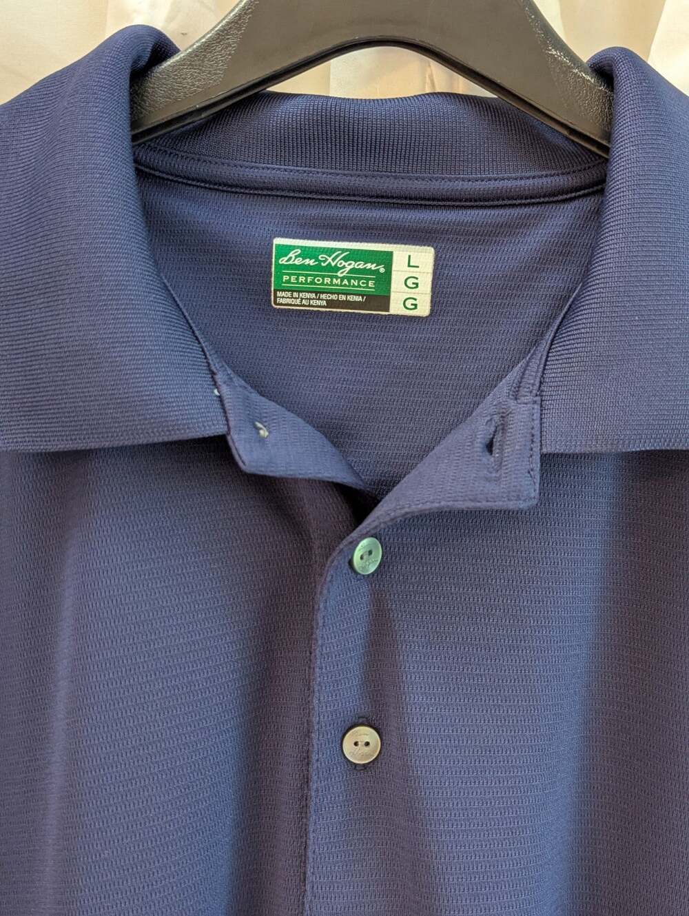 Ben Hogan Men's L Performance Golf Polo Shirt Navy Blue Short Sleeve 3-Button